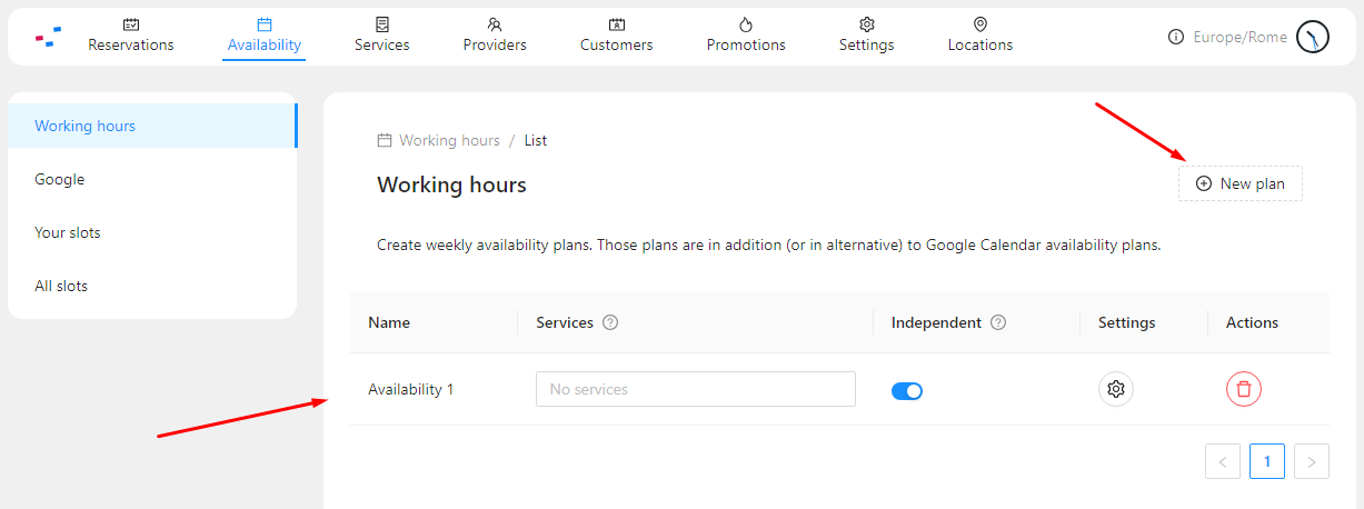 Availability Plans