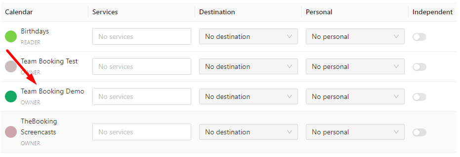 Example Google Calendar